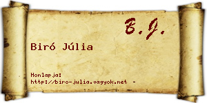 Biró Júlia névjegykártya