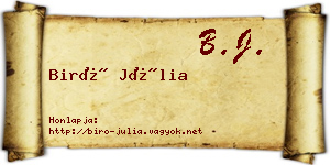 Biró Júlia névjegykártya